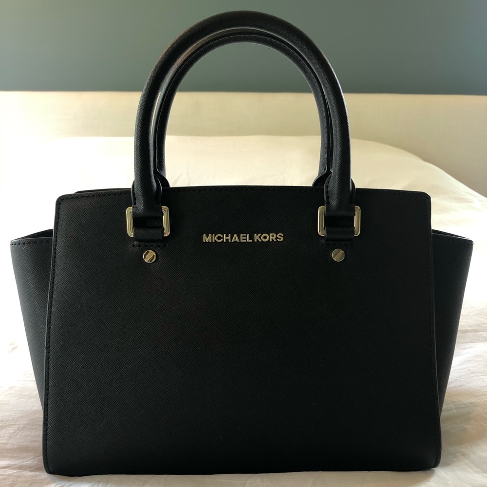 Michael Kors leather satchel with crossbody strap